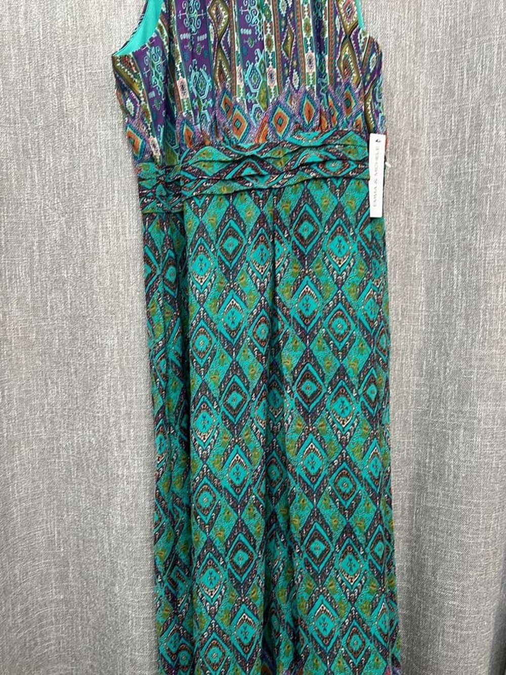 Emma & Michele Teal and Purple Geometric Maxi Skirt